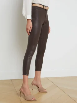 L'AGENCE Skinny|Coated Denim|Margot Coated Skinny Jean Espresso Coated