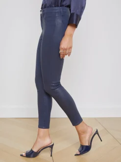 L'AGENCE Petite|Skinny|Margot Coated Skinny Jean Navy Coated