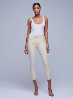 L'AGENCE Petite|Skinny|Margot Coated Skinny Jean Oat/Mothergoose Contrast Coated