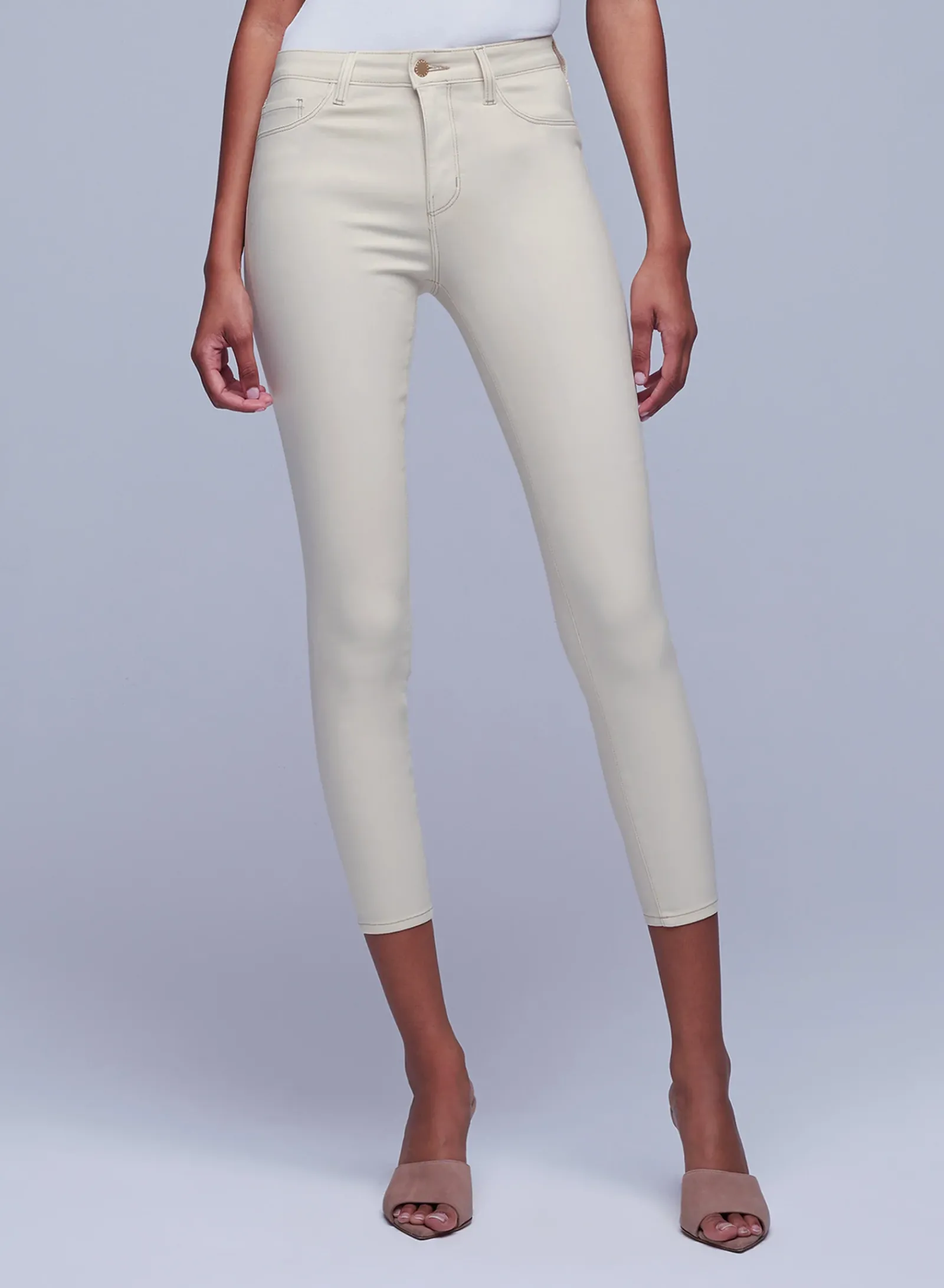 L'AGENCE Petite|Skinny|Margot Coated Skinny Jean Oat/Mothergoose Contrast Coated