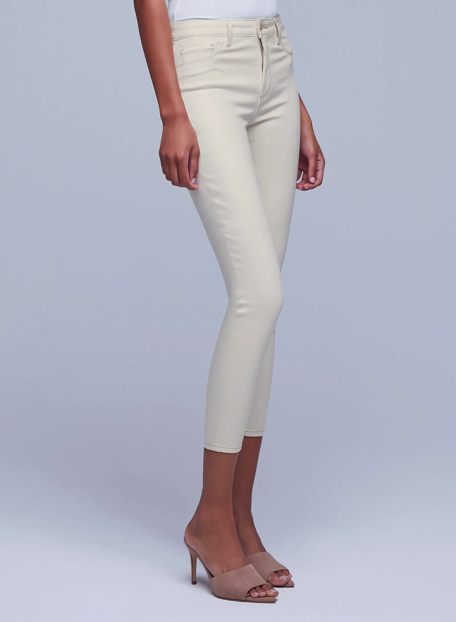 L'AGENCE Petite|Skinny|Margot Coated Skinny Jean Oat/Mothergoose Contrast Coated