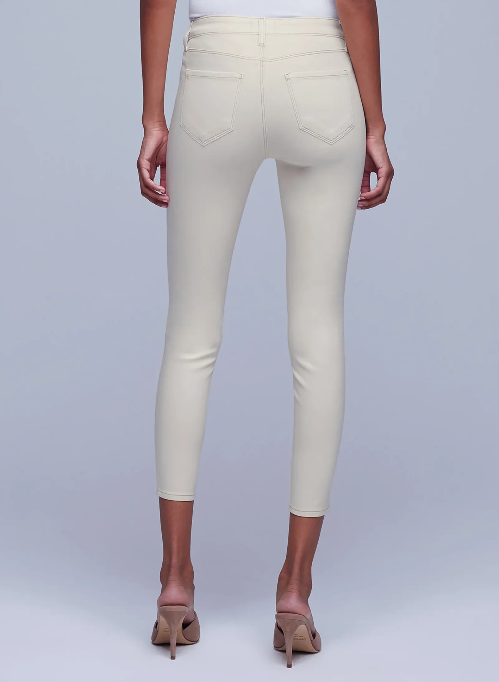 L'AGENCE Petite|Skinny|Margot Coated Skinny Jean Oat/Mothergoose Contrast Coated
