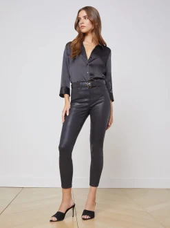 L'AGENCE All Things Black|Petite|Margot Coated Skinny Jean Black Coated