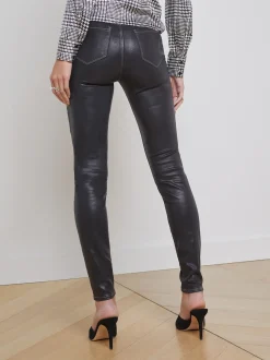 L'AGENCE All Things Black|Skinny|Marguerite Coated Jean Noir/Natural Contrast Coated
