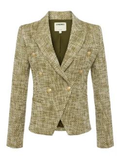 L'AGENCE Spring Collection|Blazers & Jackets|Marie Herringbone Blazer Army/Ecru Herringbone