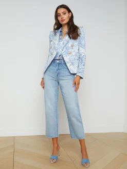 L'AGENCE Spring '24 Catalog|Print Edition|Marie Slim-Fit Blazer Ivory/Blue Decorated Paisley