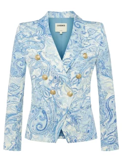 L'AGENCE Spring '24 Catalog|Print Edition|Marie Slim-Fit Blazer Ivory/Blue Decorated Paisley