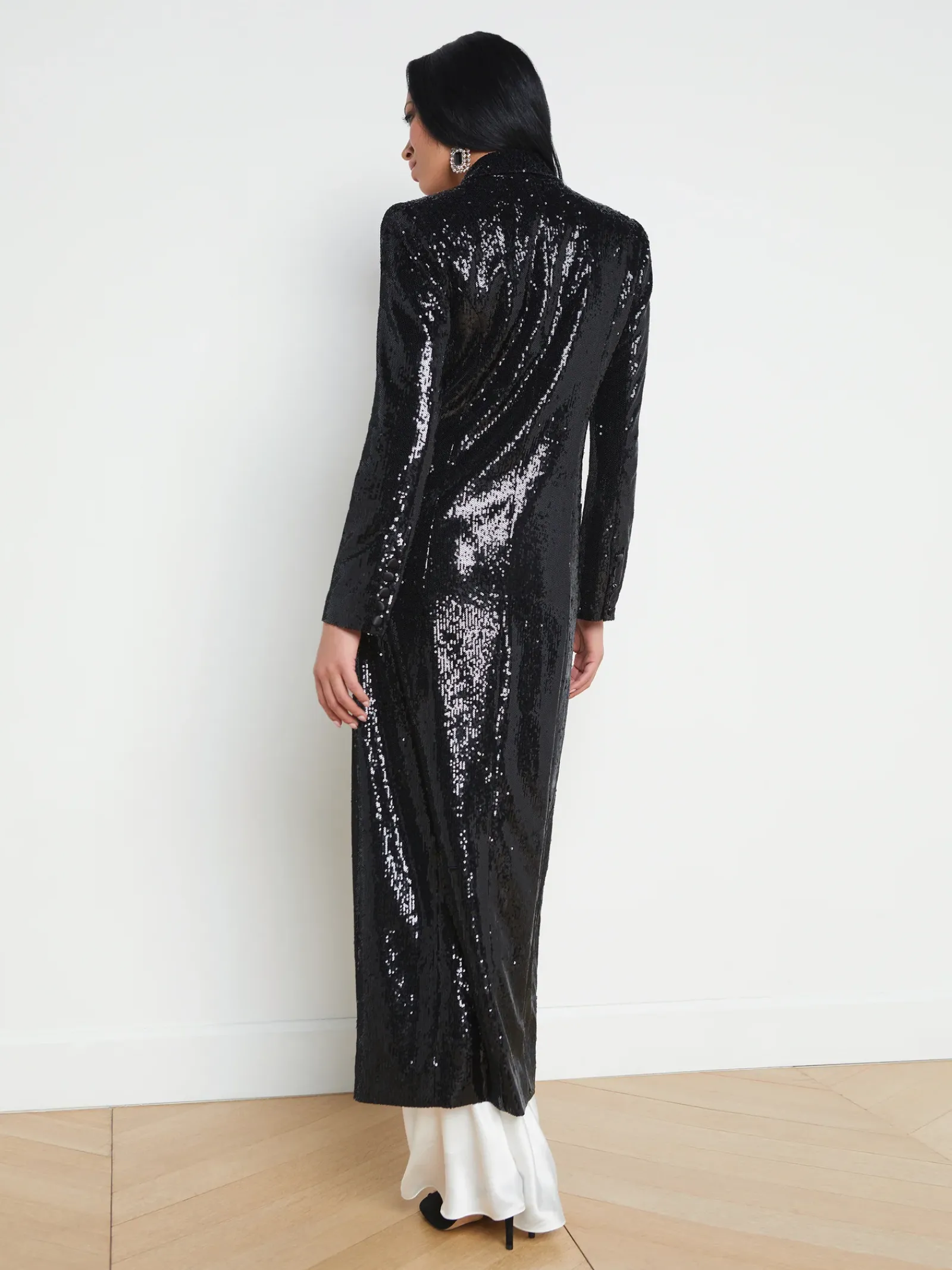 L'AGENCE Spring Collection|Blazers & Jackets|Marlowe Sequin Tuxedo Jacket Black/White
