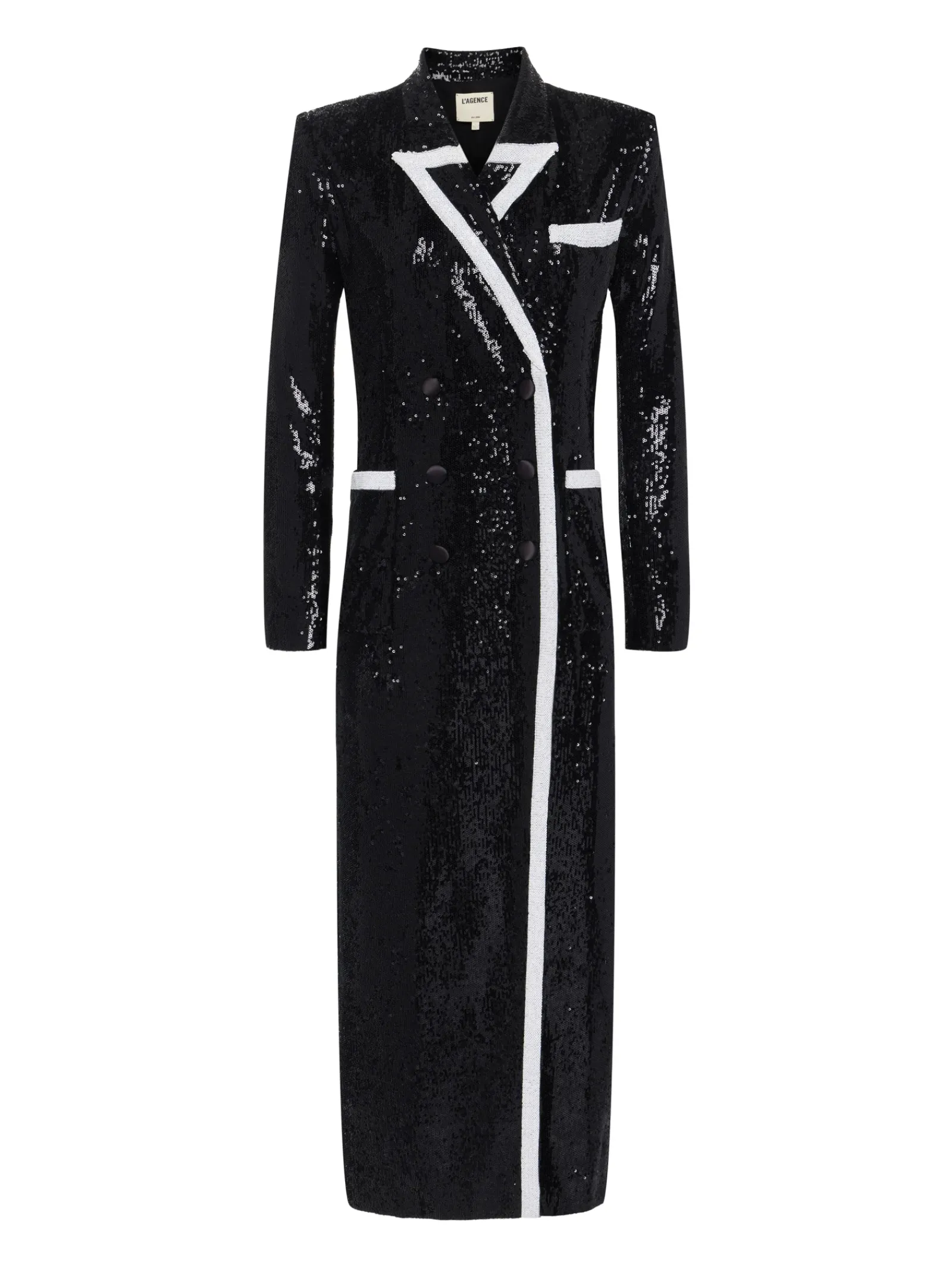 L'AGENCE Spring Collection|Blazers & Jackets|Marlowe Sequin Tuxedo Jacket Black/White