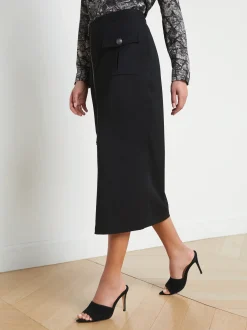 L'AGENCE All Things Black|Spring Collection|Maverick Zippered Pencil Skirt Black