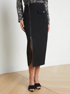 L'AGENCE All Things Black|Spring Collection|Maverick Zippered Pencil Skirt Black