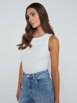 L'AGENCE Spring Collection|Camisoles & Tanks|Mikaela Cotton Tank Soft White
