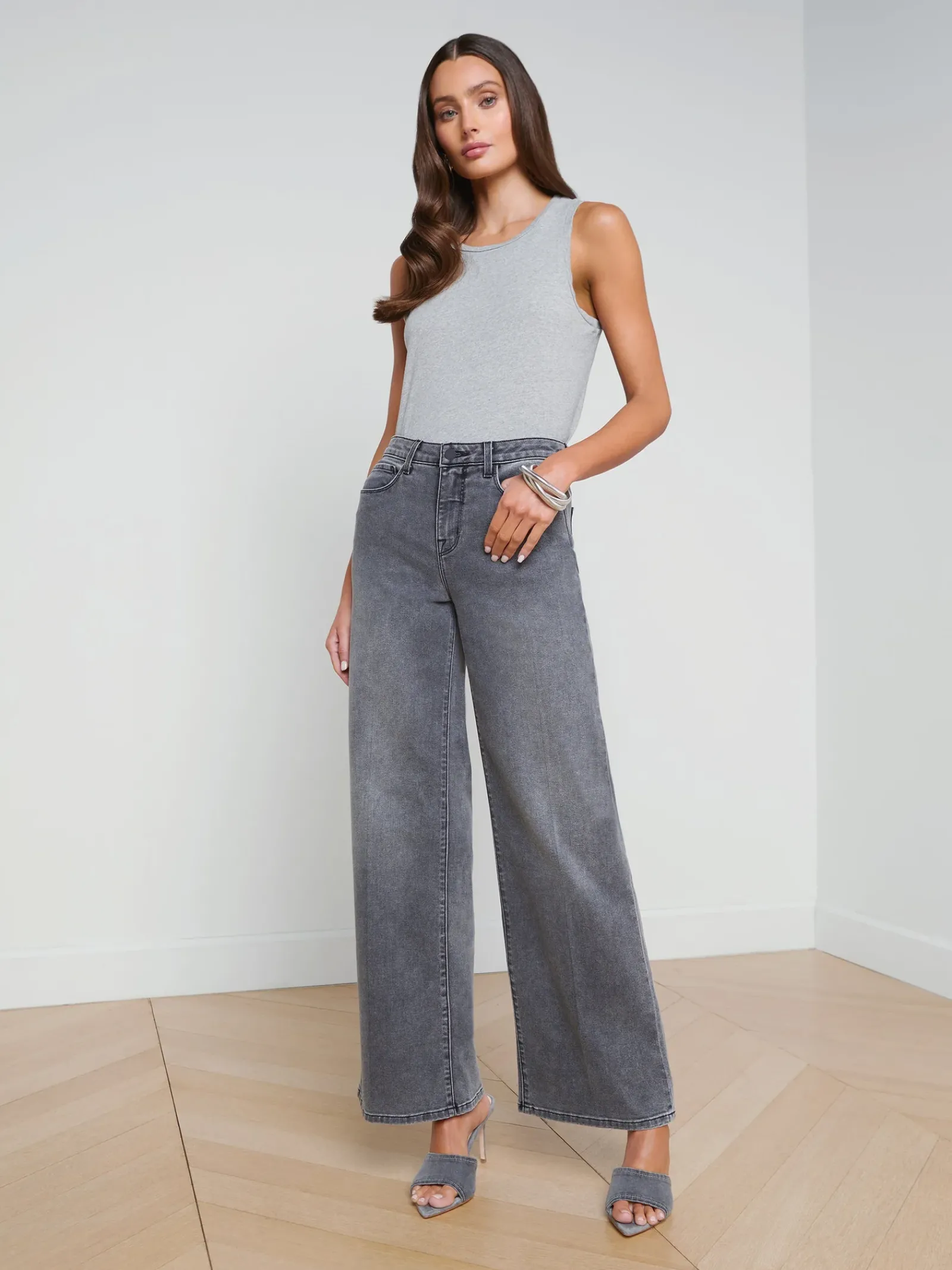 L'AGENCE Spring Collection|Camisoles & Tanks|Mikaela Cotton Tank Heather Grey