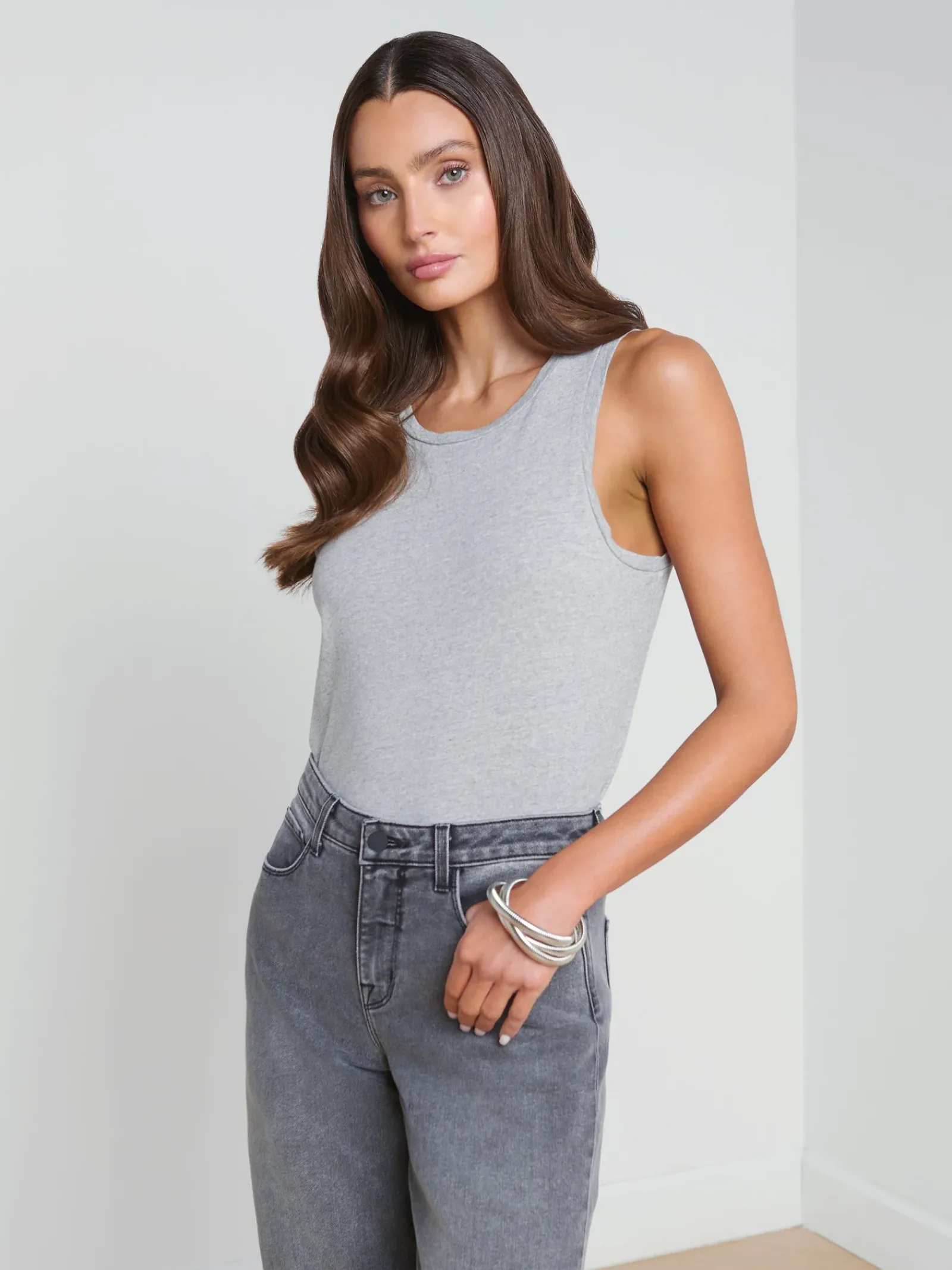 L'AGENCE Spring Collection|Camisoles & Tanks|Mikaela Cotton Tank Heather Grey