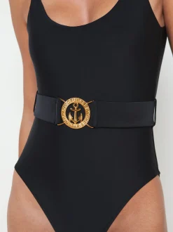 L'AGENCE Spring '24 Catalog|Spring Collection|Mila Belted One-Piece Swimsuit Black
