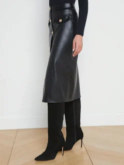 L'AGENCE All Things Black|Back in Stock|Milann Faux Leather Skirt Black