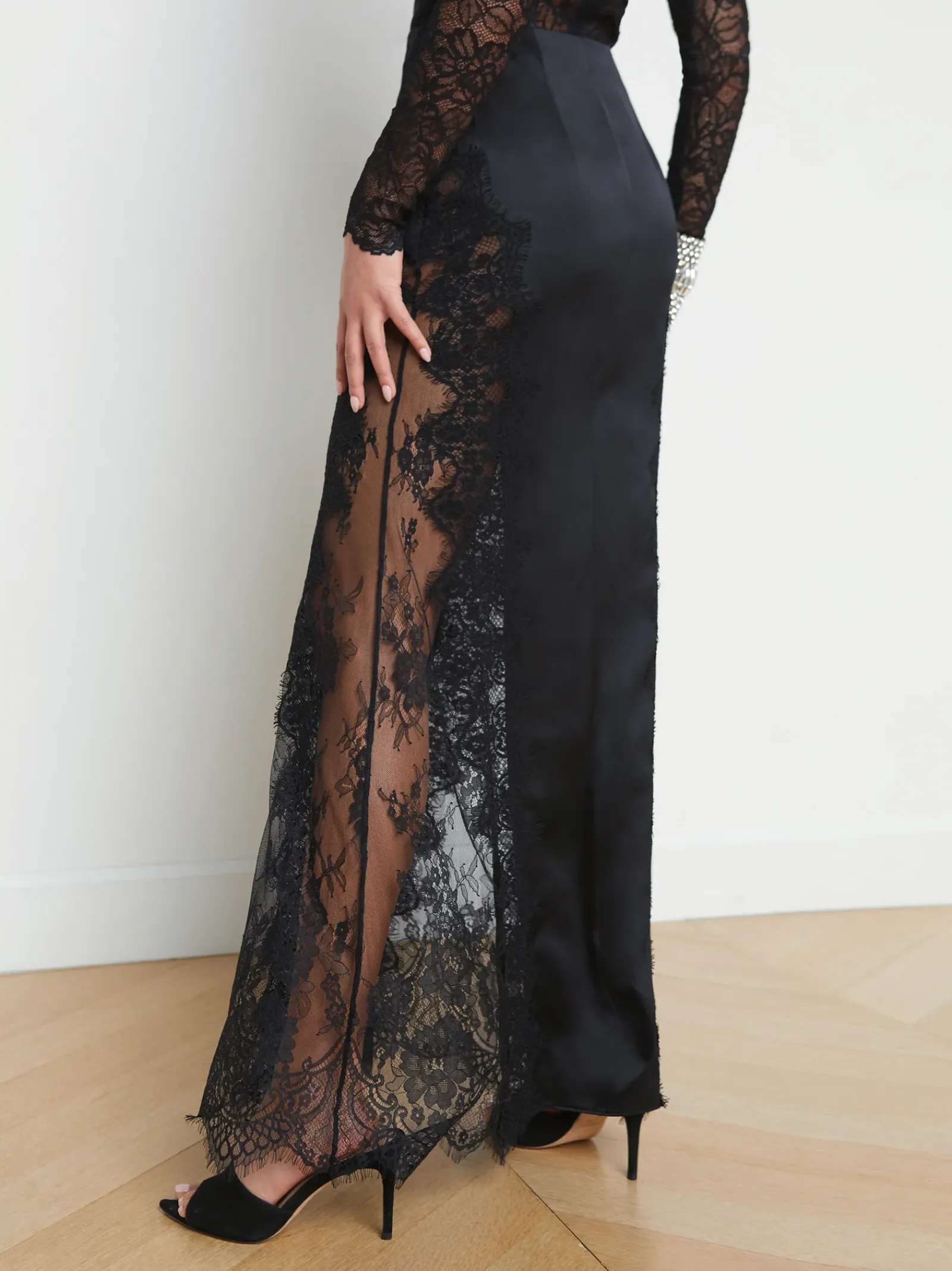 L'AGENCE All Things Black|Spring Collection|Minka Silk Lace Skirt Black