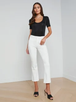 L'AGENCE Spring '24 Catalog|Petite|Mira Cropped Micro Boot Jean Blanc