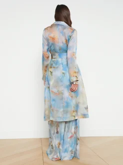L'AGENCE Spring '24 Catalog|Spring Collection|Moda Silk Organza Trench Coat Light Blue Multi Renaissance