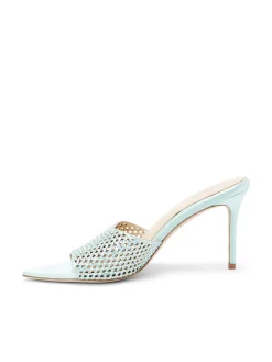 L'AGENCE Resort Collection|Mules|Narcise Open Toe Mule Mint Satin