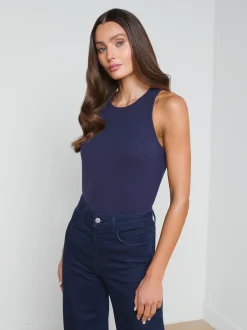 L'AGENCE Spring Collection|Camisoles & Tanks|Nia Ribbed Tank Deep Midnight