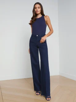 L'AGENCE Spring Collection|Camisoles & Tanks|Nia Ribbed Tank Deep Midnight