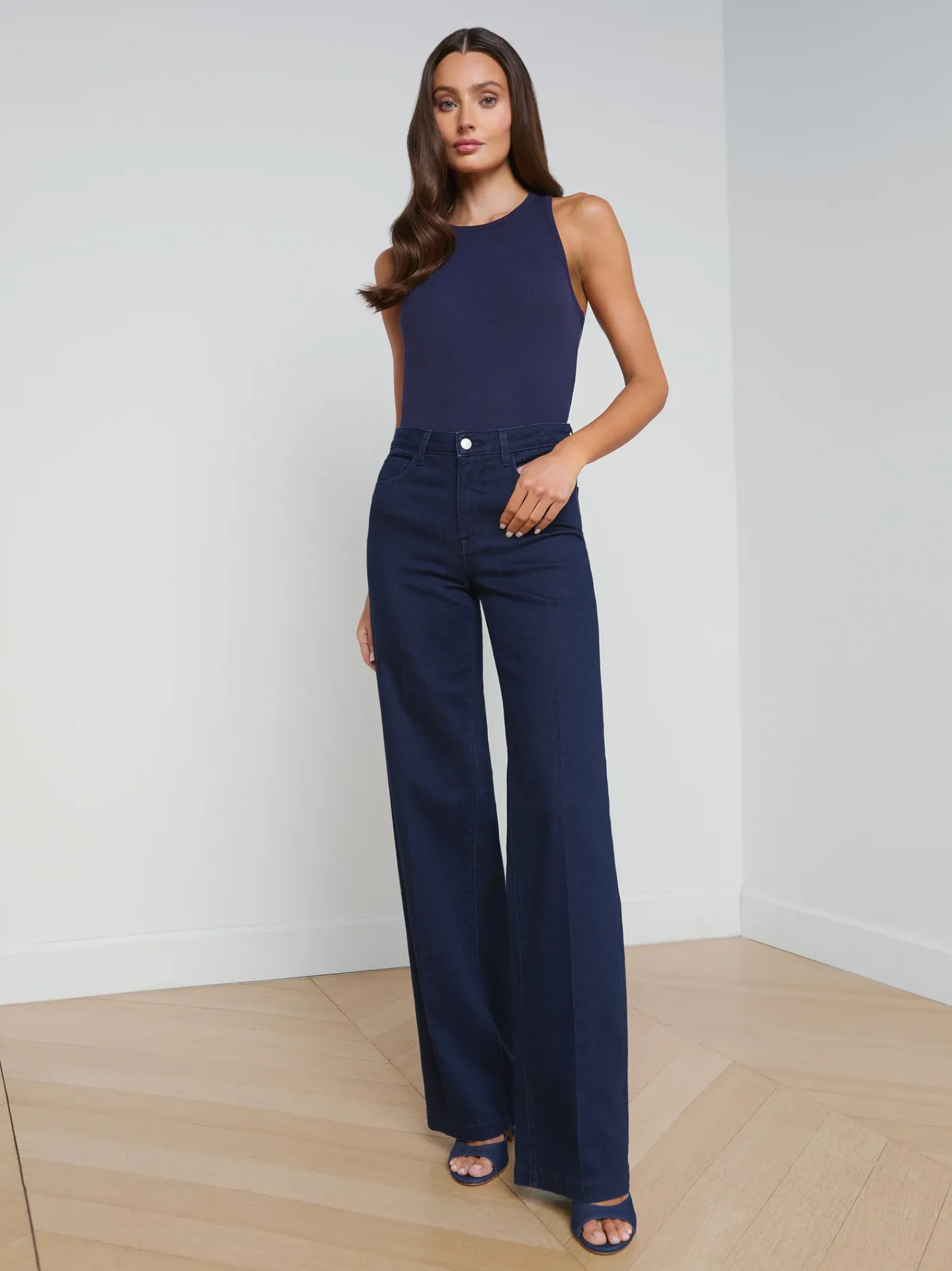 L'AGENCE Spring Collection|Camisoles & Tanks|Nia Ribbed Tank Deep Midnight