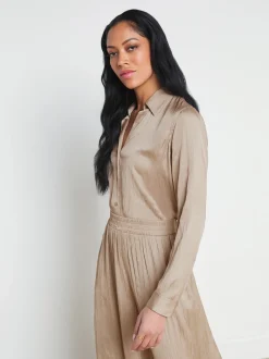 L'AGENCE Sets|Spring Collection|Nina Crinkle-Effect Blouse Cappuccino