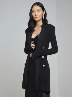 L'AGENCE All Things Black|Back in Stock|Noe Double-Breasted Cardigan Black