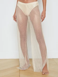 L'AGENCE Spring Collection|Swimwear|Noemi Mesh Cover-Up Pant Champagne