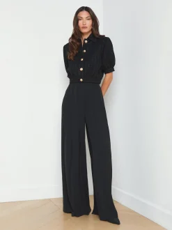 L'AGENCE All Things Black|Spring Collection|Nova Pleated Wide-Leg Pant Black
