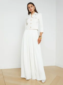 L'AGENCE Nouveau Whites|Spring '24 Catalog|Nova Pleated Wide-Leg Pant Ivory