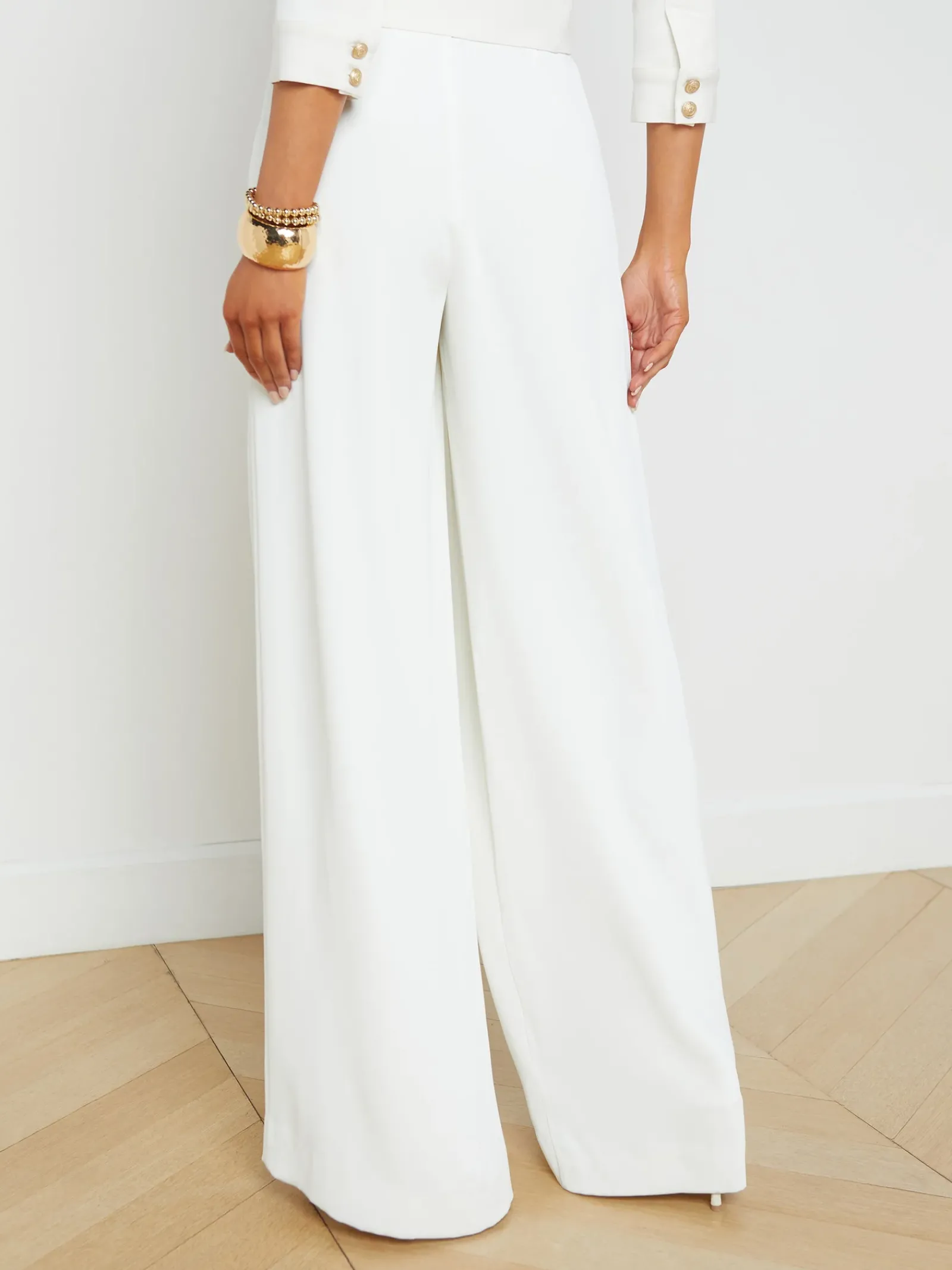 L'AGENCE Nouveau Whites|Spring '24 Catalog|Nova Pleated Wide-Leg Pant Ivory