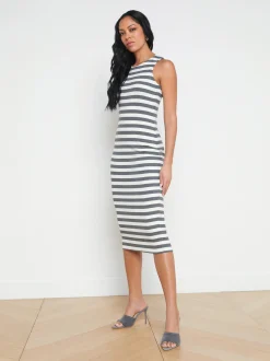 L'AGENCE Spring Collection|Camisoles & Tanks|Nura Jersey Tank Dress Marengo/White Stripe
