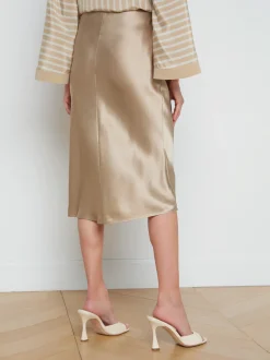 L'AGENCE Online Exclusives|Spring Collection|Perin Silk Midi Skirt Almond