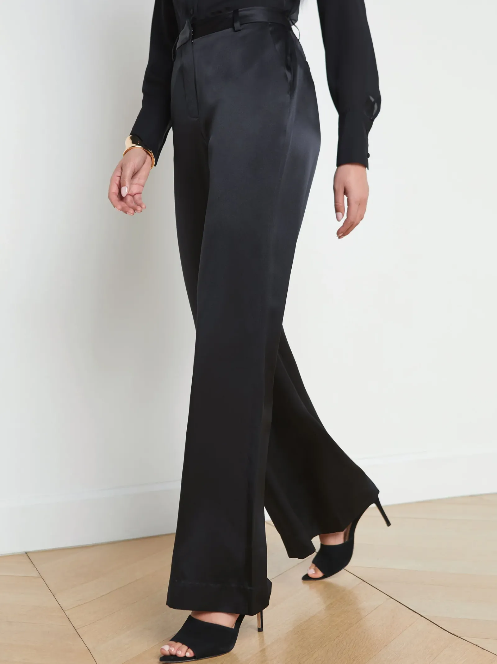 L'AGENCE All Things Black|Sets|Pilar Silk Wide-Leg Pant Black Silk