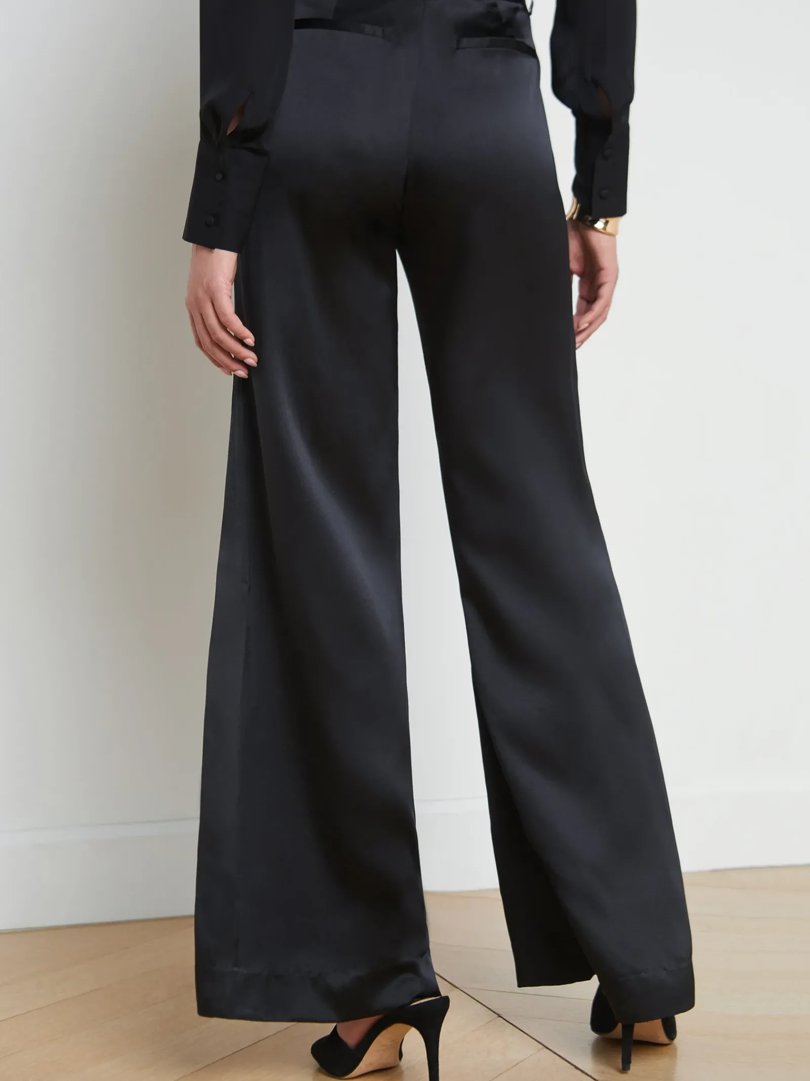 L'AGENCE All Things Black|Sets|Pilar Silk Wide-Leg Pant Black Silk