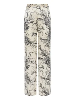 L'AGENCE Sets|Print Edition|Pilar Silk Wide-Leg Pant Ecru/Black Sketch Paisley