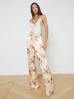 L'AGENCE Sets|Resort Collection|Pilar Wide-Leg Pant Buff Multi Tonal Rose Floral