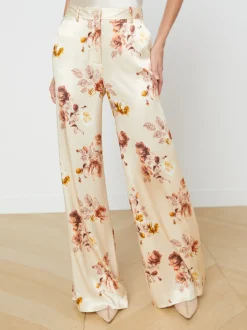L'AGENCE Sets|Resort Collection|Pilar Wide-Leg Pant Buff Multi Tonal Rose Floral