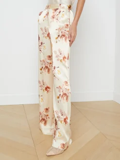 L'AGENCE Sets|Resort Collection|Pilar Wide-Leg Pant Buff Multi Tonal Rose Floral