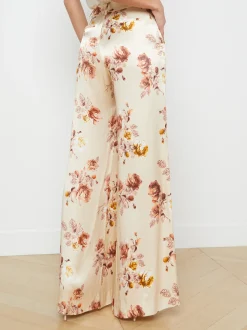 L'AGENCE Sets|Resort Collection|Pilar Wide-Leg Pant Buff Multi Tonal Rose Floral