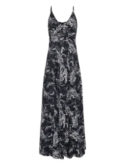L'AGENCE Print Edition|Spring Collection|Porter Twist-Front Dress Black/Ecru Sketch Paisley