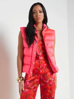 L'AGENCE Spring Collection|Blazers & Jackets|Rae Puffer Vest Neon Coral