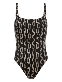 L'AGENCE Spring Collection|Swimwear|Remi One-Piece Swimsuit Black/Gold Chain