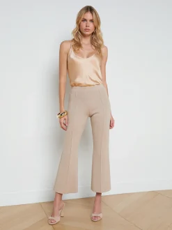 L'AGENCE Sets|Spring Collection|Ren Cropped Flare Knit Pant Pale Khaki
