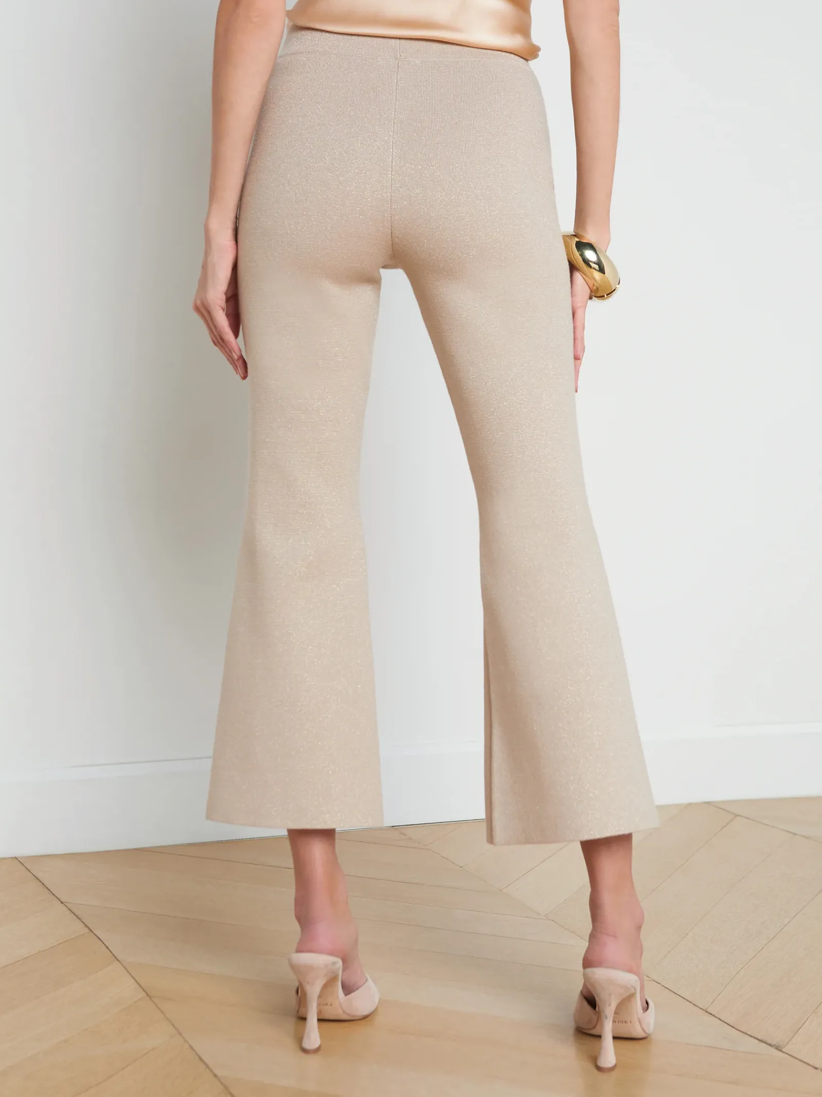 L'AGENCE Sets|Spring Collection|Ren Cropped Flare Knit Pant Pale Khaki