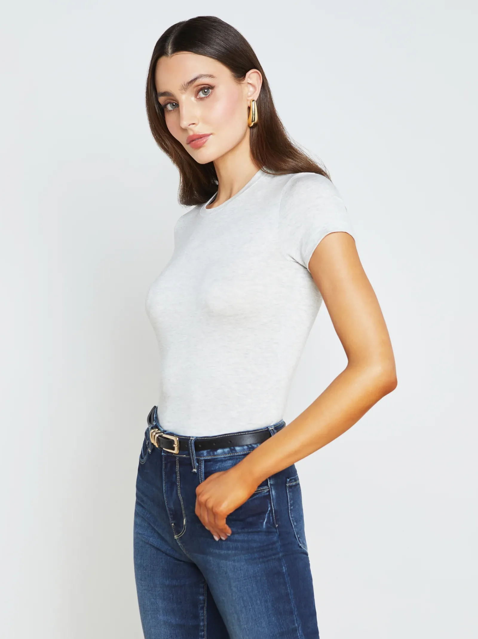 L'AGENCE Online Exclusives|Resort Collection|Ressi Fitted Tee Light Ash Grey