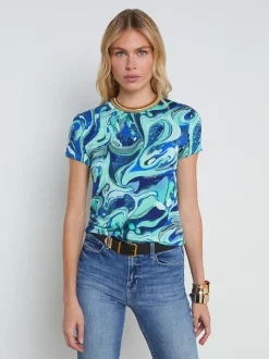 L'AGENCE Print Edition|Spring Collection|Ressi Fitted Tee Mint Multi Tie Dye Swirl