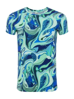 L'AGENCE Print Edition|Spring Collection|Ressi Fitted Tee Mint Multi Tie Dye Swirl
